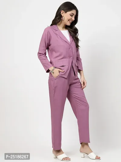 Contemporary Magenta Viscose Rayon Solid Co-Ords Set For Women-thumb2