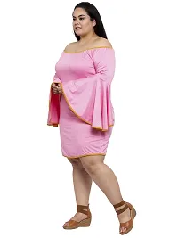 Flambeur Hosiery Pink Fit  Flare Solid Dress for Women-thumb1