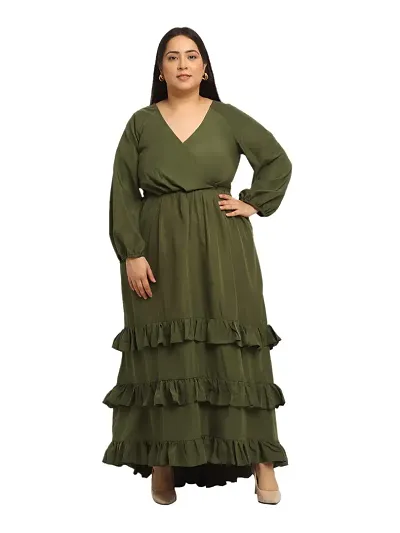 Stylish Crepe Solid Maxi Length Dresses For Women