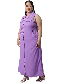 Trendy  Solid Shirt Sleeveless Women Maxi Dress-thumb2