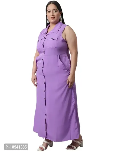 Trendy  Solid Shirt Sleeveless Women Maxi Dress-thumb3