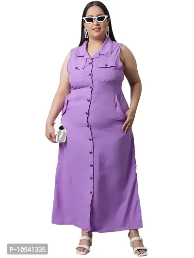 Trendy  Solid Shirt Sleeveless Women Maxi Dress-thumb4