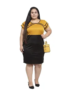 Flambeur Hosiery Yellow Bodycon Solid Dress for Women-thumb4