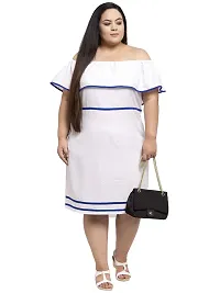 Flambeur Crepe White A Line Solid Dress for Women-thumb4