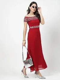 Stylish Red Georgette Printed Maxi Dress For Women-thumb3