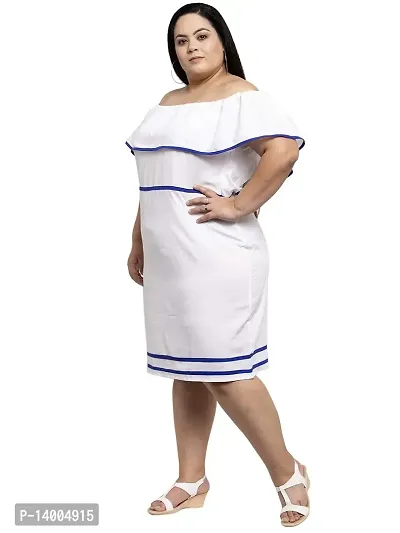 Flambeur Crepe White A Line Solid Dress for Women-thumb2