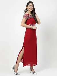 Stylish Red Georgette Printed Maxi Dress For Women-thumb1