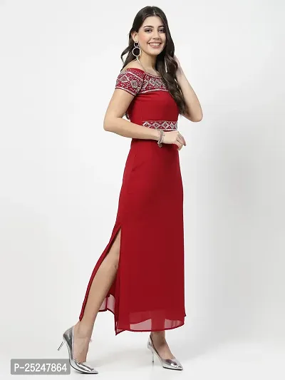 Stylish Red Georgette Printed Maxi Dress For Women-thumb2