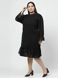 Black Georgette Knee Length Fit And Flare Dress for Woman-thumb1
