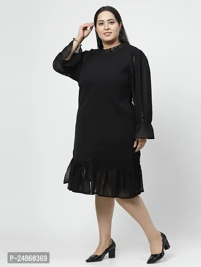 Black Georgette Knee Length Fit And Flare Dress for Woman-thumb2