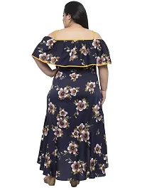 Flambeur Crepe Black A Line Floral Dress for Women-thumb2