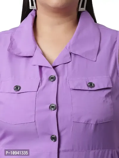 Trendy  Solid Shirt Sleeveless Women Maxi Dress-thumb5