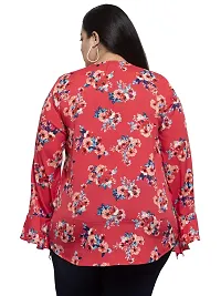 Flambeur Crepe Multicolor Regular Printed Top for Women-thumb3