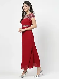 Stylish Red Georgette Printed Maxi Dress For Women-thumb2