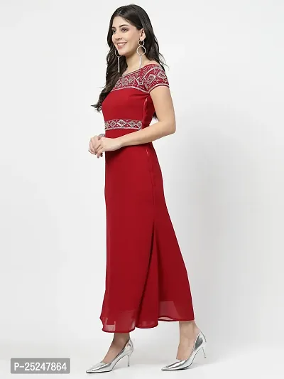 Stylish Red Georgette Printed Maxi Dress For Women-thumb3