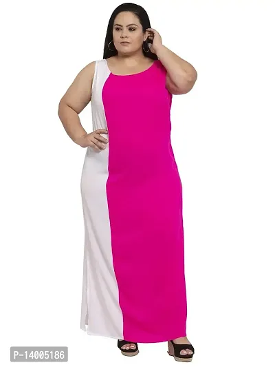 Flambeur Crepe Pink Fit  Flare Solid Dress for Women-thumb0