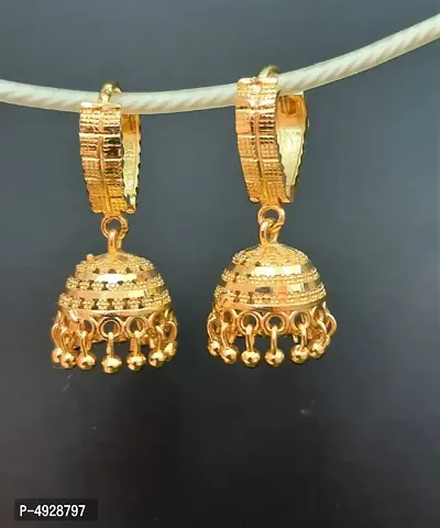 RK GOLD trandy beautiful gold plated jhumka for women-thumb0