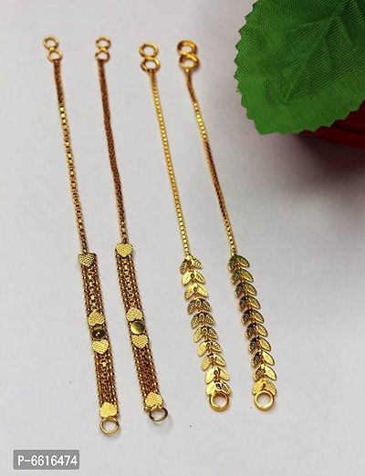 Gold Plated Fashion Accessories Ear Chain Gold Plated Handmade Kan Chain Jewelry for Women and Girls COMBO SET OF 2-thumb0