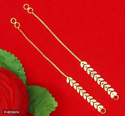 Gold Plated Fashion Accessories Ear Chain Gold Plated Handmade Kan Chain Jewelry for Women and Girls COMBO SET OF 2-thumb2