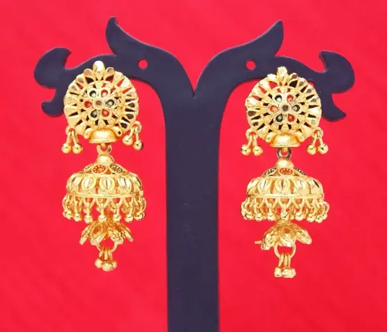 Stylish Golden Alloy Jhumka Earrings
