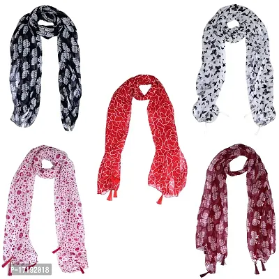 Duobrii Women's Printed Georgette Fancy Stylish Stoles/Scarf-Pack Of 5 (B_C_13202630_Multi71_Free Size)