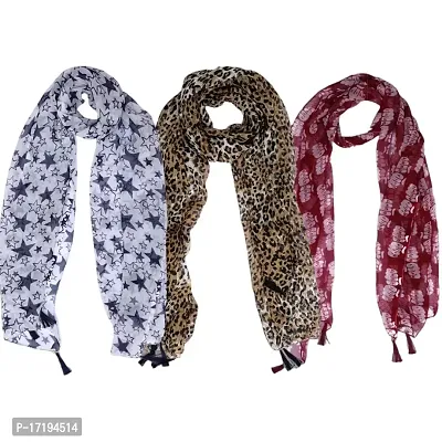 Duobrii Women's Printed Georgette Fancy Stylish Stoles/Scarf-Pack Of 3 (B_C_13202459_Multi50_Free Size)