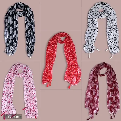 Duobrii Women's Printed Georgette Fancy Stylish Stoles/Scarf-Pack Of 5 (B_C_13202630_Multi71_Free Size)-thumb2