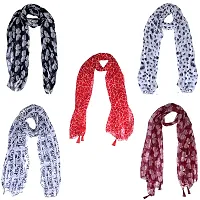 Duobrii Women's Printed Georgette Fancy Stylish Stoles/Scarf-Pack Of 5 (B_C_13202629_Multi70_Free Size)-thumb2