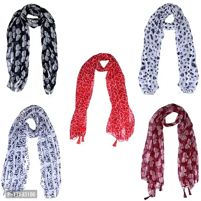 Duobrii Women's Printed Georgette Fancy Stylish Stoles/Scarf-Pack Of 5 (B_C_13202629_Multi70_Free Size)-thumb3