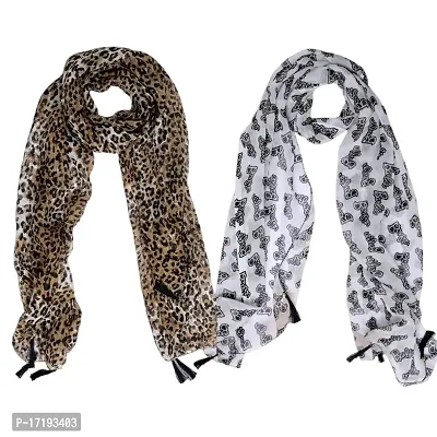 Duobrii Women's Printed Georgette Fancy Stylish Stoles/Scarf-Pack Of 2 (B_C_13202354_Multi26_Free Size)