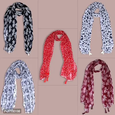 Duobrii Women's Printed Georgette Fancy Stylish Stoles/Scarf-Pack Of 5 (B_C_13202629_Multi70_Free Size)-thumb4