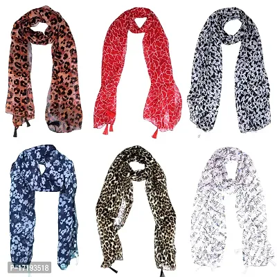 Duobrii Women's Printed Georgette Fancy Stylish Stoles/Scarf-Pack Of 6 (B_C_13202674_Multi5_Free Size)-thumb0