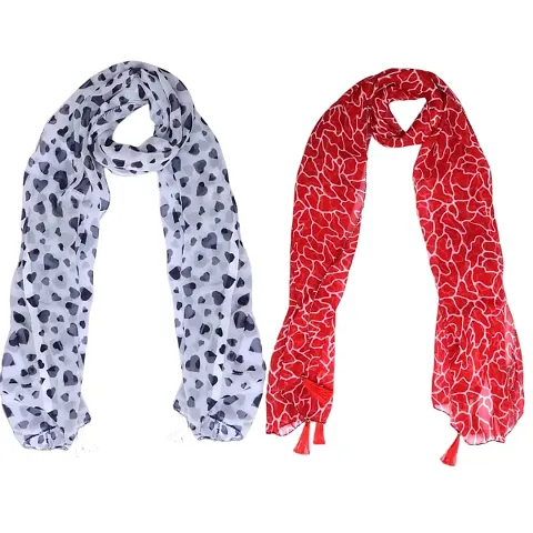 Stylish Printed Georgette Stoles/Scarf For Women - Pack Of 2