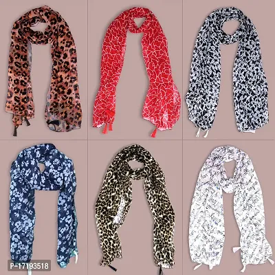 Duobrii Women's Printed Georgette Fancy Stylish Stoles/Scarf-Pack Of 6 (B_C_13202674_Multi5_Free Size)-thumb2