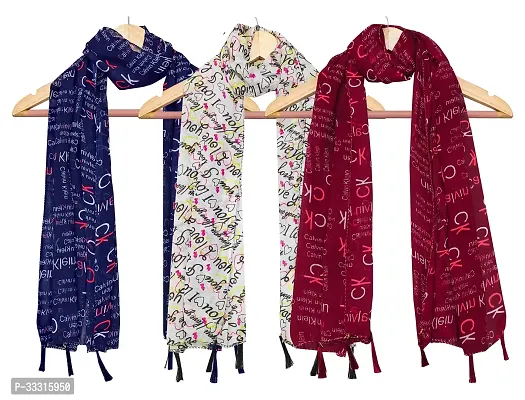 Elite Multicoloured Georgette Printed Stoles For Women Pack Of 3-thumb0