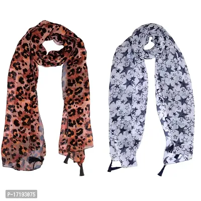 Duobrii Women's Printed Georgette Fancy Stylish Stoles/Scarf-Pack Of 2 (B_C_13202332_Multi4_Free Size)