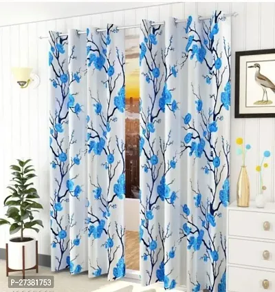 Fancy Polyester Printed Curtain, 7feet ( Pack of 2)-thumb0