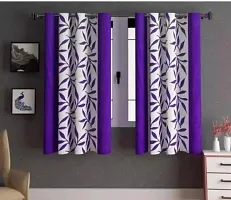 Classic Polyester Printed Curtain for Window, 5feet, Purple, Pack of 2-thumb1