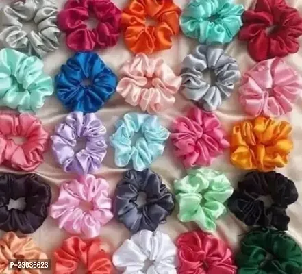 Black Pari (Pack Of 12) Multicolor Pure Net Scrunchies Hair Tie Elastic Large Hair Bands Set Hair Band (Multicolor)-thumb0