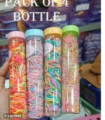 New Trending Bottle Pack 800 Clear-Ponytail-Elastic-Rubber-Band-Hair- Hair Bands Bottles - Soft, Strong Elastic Bands Hair Ties For Kids, Girls And Women ndash; Rubber Bands For Hair Braids, Ponytails, Wedding Hair Styling(Pack Of 4)