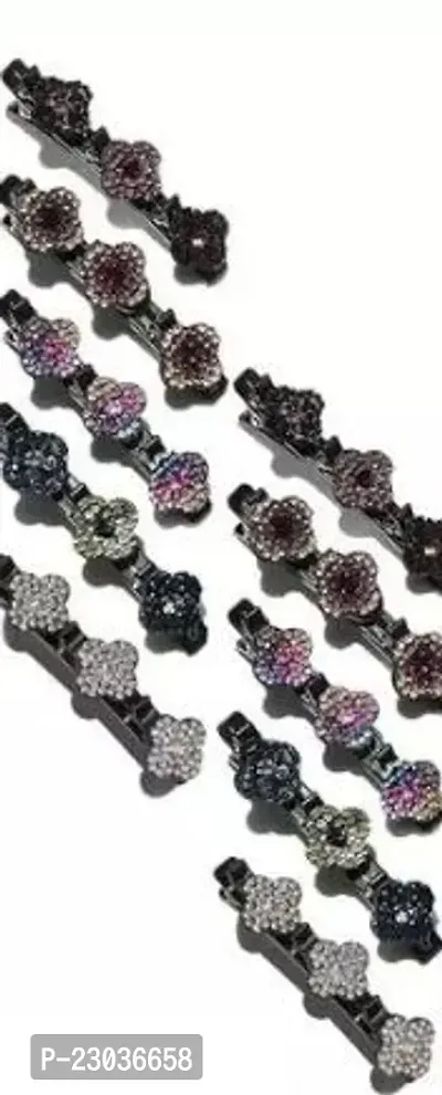 Sparkling Crystal Stone Braided Hair Clips - For Women Rsvelte Hair Clip Foral Braided Hair Clips For Girls With Rhinestones For Fine Or Thick Hair Pack Of 10Pcc