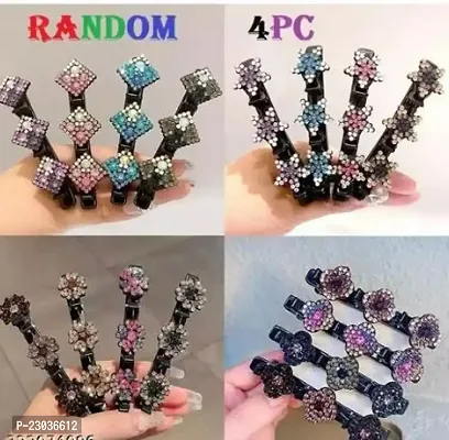 04 Pcs New Trendy Sparking Braided Hair Clip For Girls And Women.