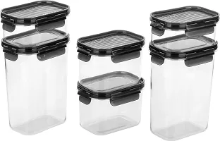 Plastic Grocery Container  - 1400 ml (Pack of 6, Black)-thumb1