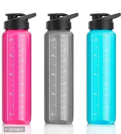 Flipkart SmartBuy Plastic Sipper cap fridge water bottle set with capacity mentioned for kitchen 1002 ml Bottle (Pack of 3, Multicolor, Plastic)