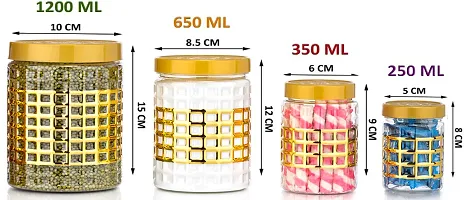 2Mech Plastic Grocery Container  - 350 ml, 650 ml, 1200 ml, 250 ml (Pack of 24, Gold)-thumb1