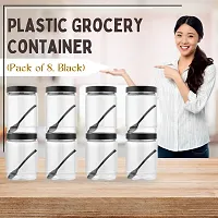 2Mech Plastic Grocery Container  - 650 ml (Pack of 8, Black)-thumb2