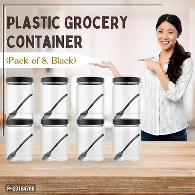 2Mech Plastic Grocery Container  - 650 ml (Pack of 8, Black)-thumb3