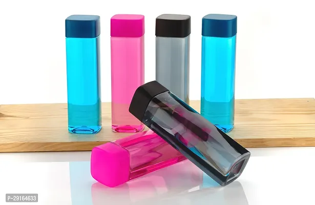 Stylish Multicoloured Plastic Square Shape Water Bottle Set for Fridge 1010 Ml Bottle ( Pack of 6)-thumb0