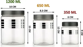 2Mech Plastic Grocery Container  - 350 ml, 650 ml, 1200 ml (Pack of 12, Silver)-thumb1