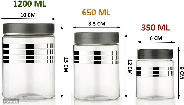 2Mech Plastic Grocery Container  - 350 ml, 650 ml, 1200 ml (Pack of 12, Silver)-thumb2